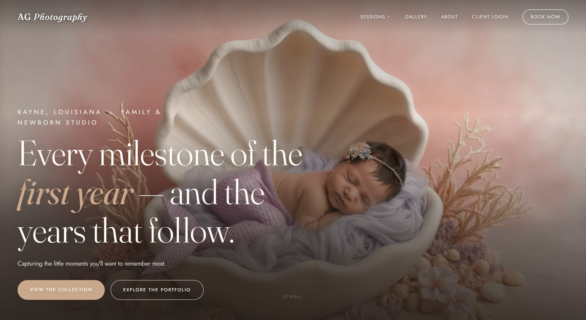 AG Photography website screenshot — built by BayouBuilt Digital