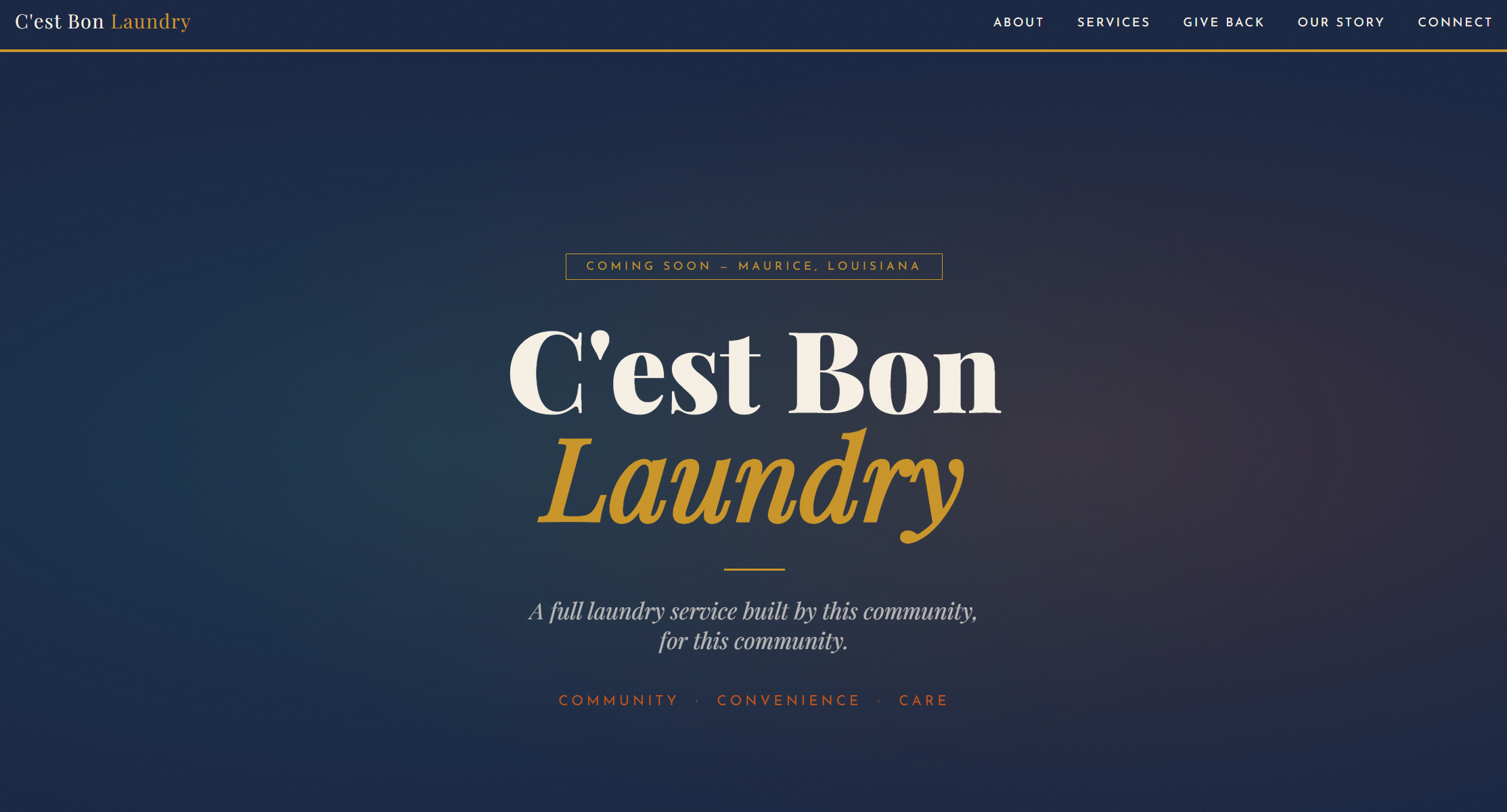 C'est Bon Laundry website screenshot — built by BayouBuilt Digital